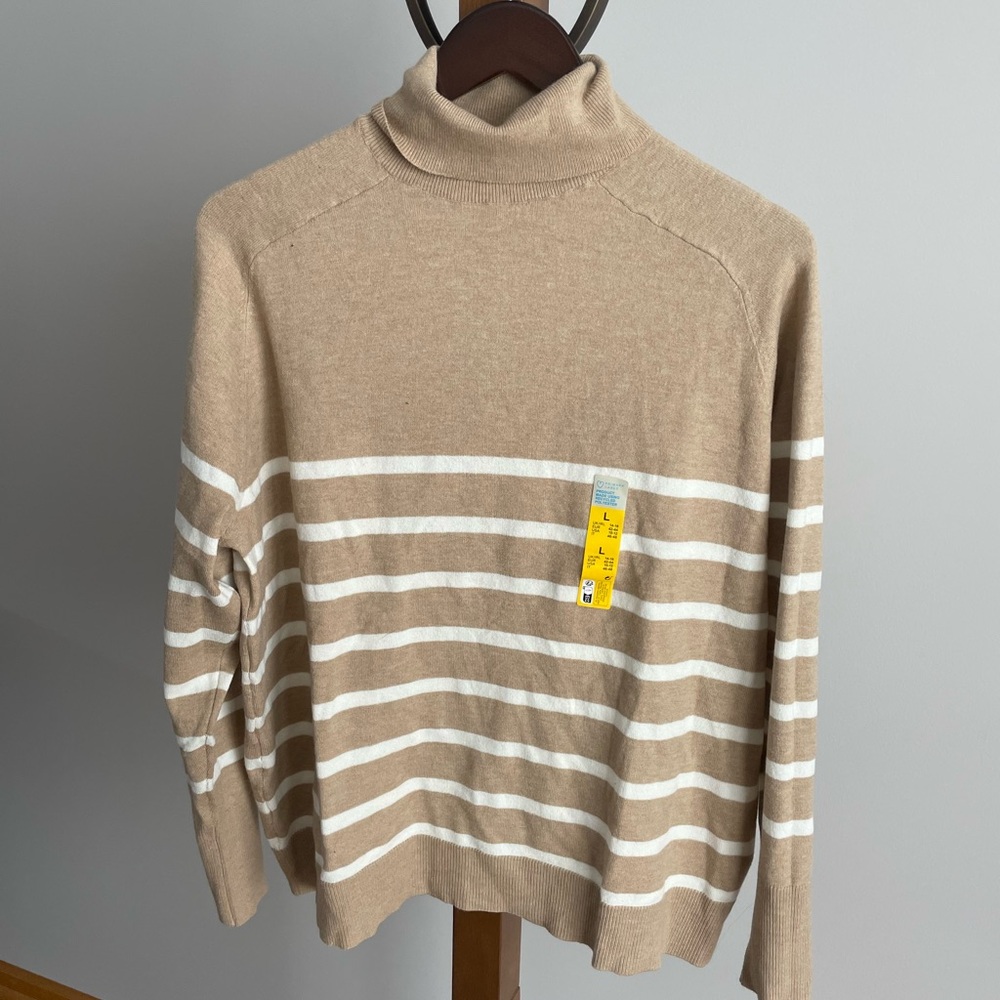 Primark Tan and White Striped Sweater NWT